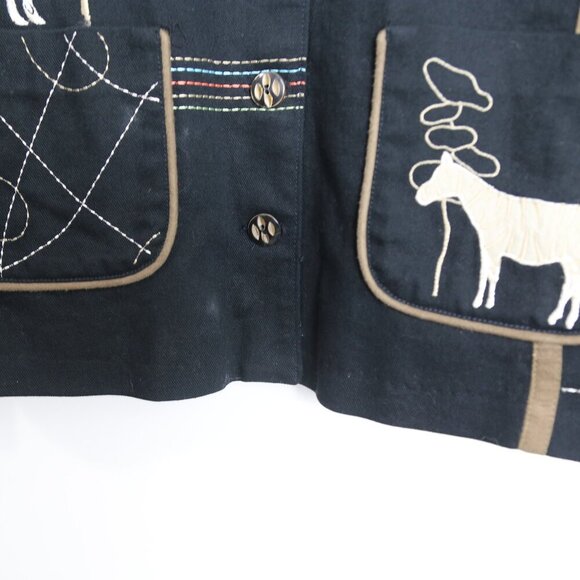 Vintage TanJay Petites Animal Embroidered Button Down Twill Jacket Size Medium - Picture 4 of 8